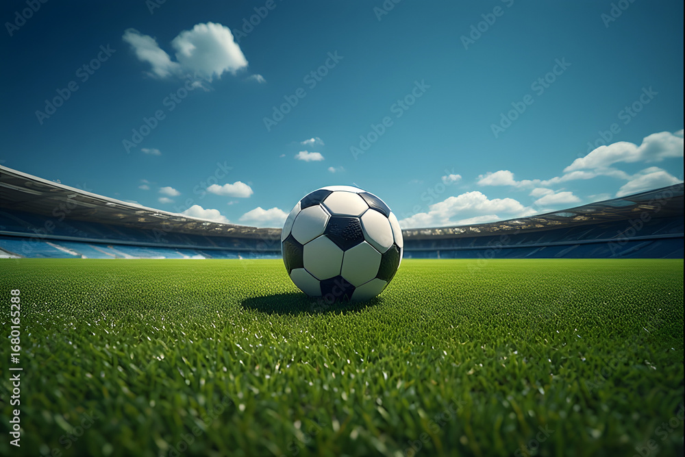Fototapeta premium soccer ball on green grass