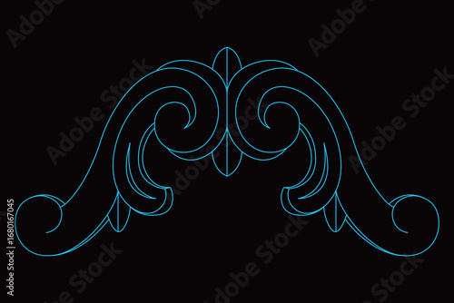 Classical symmetrical ornate flourish design perfect for elegant decorative elements.