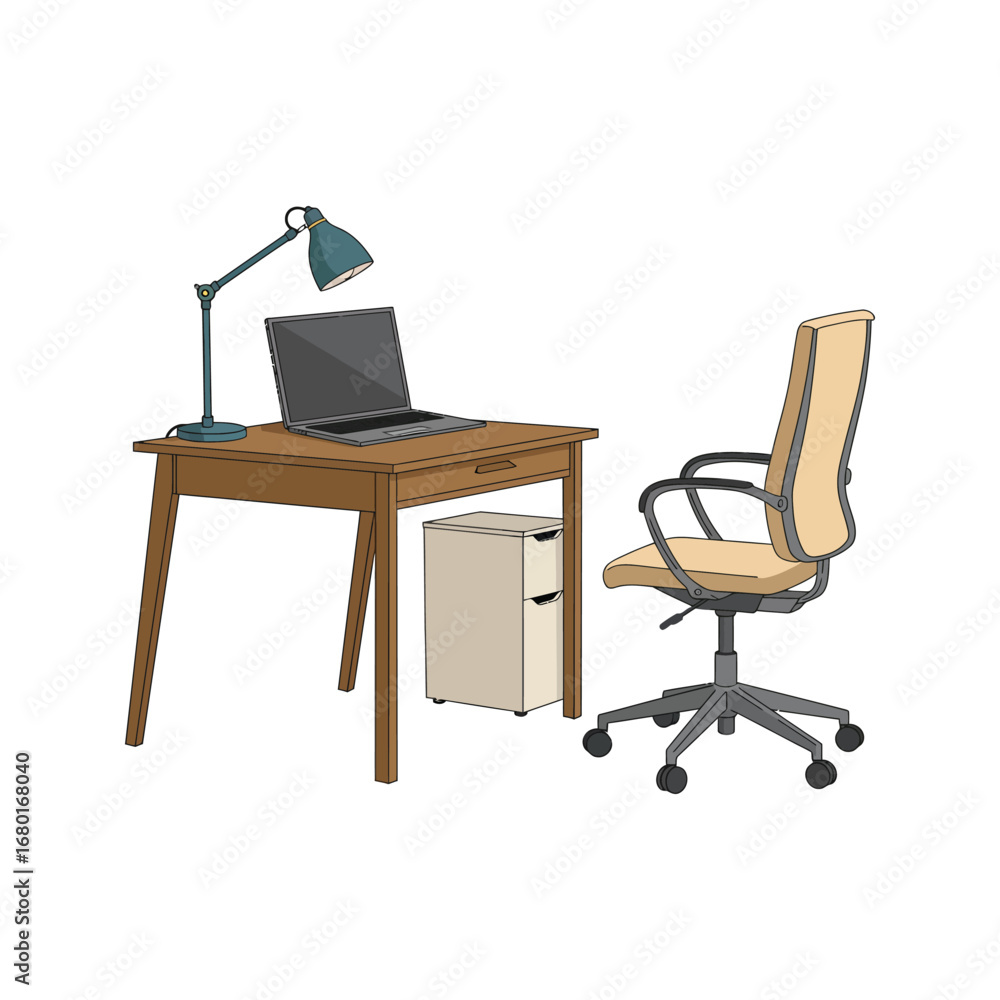 Fototapeta premium Businessman and woman sitting at an office desk with a laptop and a computer
