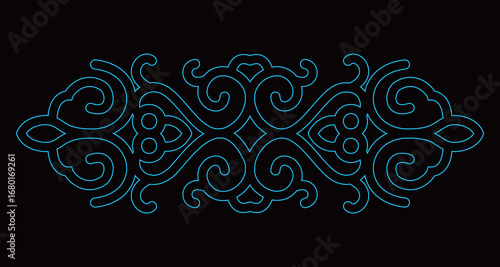 This elegant black outline scroll border design forms a symmetrical decorative pattern.
