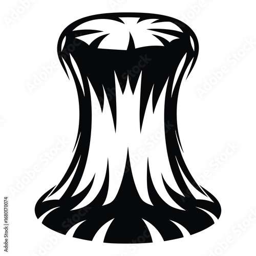 Abstract black and white vase shape with sharp geometric designs art