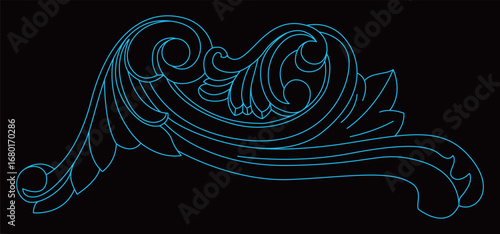 This ornate classical decorative scroll design features graceful organic curves.