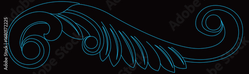 Elegant ornamental scroll design displays a classic curling leaf pattern.
