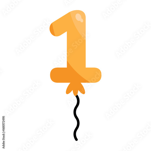Flat Number 1 Balloon Icon