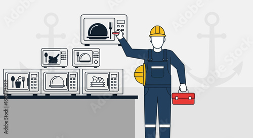 Microwave Oven Repair Service with Technician Offering Professional Assistance for Appliance