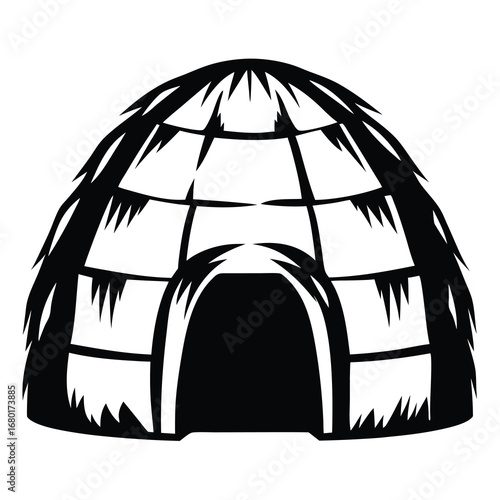 An illustration of a traditional hut or dwelling with distinctive design