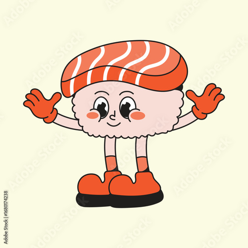 Happy sushi mascot logo character cartoon illustration