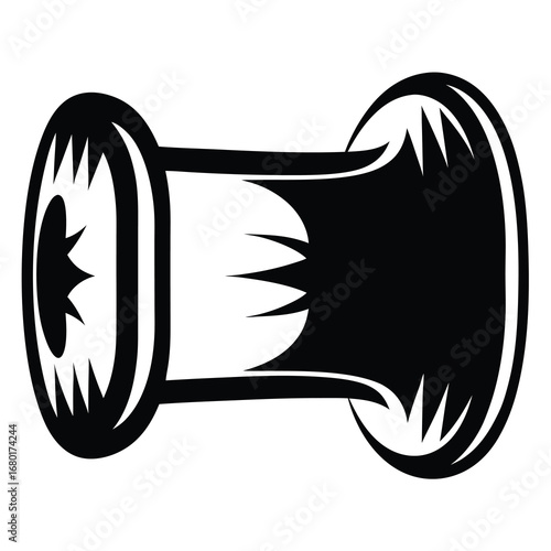 A simplistic and symmetrical abstract vector design of a black spool