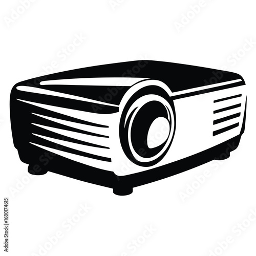 Projector silhouette vector illustration for technology and business presentation devices
