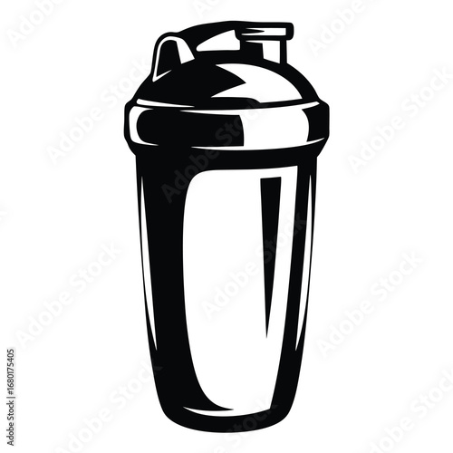 Black and white protein shaker bottle for fitness and workout supplements