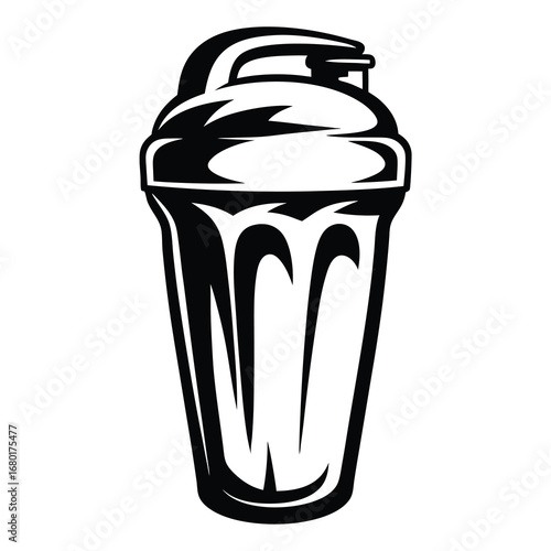 Bold Black and White Cocktail Shaker Illustration for Barware Designs