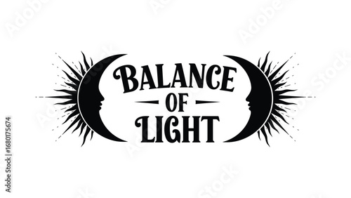 Balance of light moon and sun illustration design spiritual energy vector graphic art