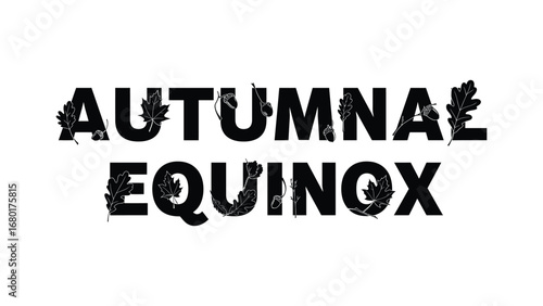 Autumnal equinox vector graphic with leaves and acorns for fall season designs etcetera
