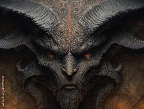 Dramatic Horned Creature in Intricate Detail