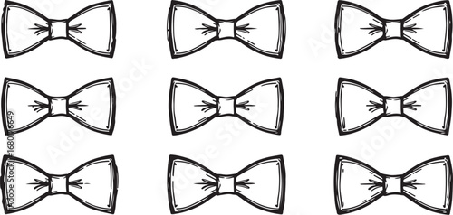 Bow Ties Seamless Pattern Hand Drawn Style Formal Wear Apparel Accessories For Men Wedding Party Fashion Show Gentlemens Club