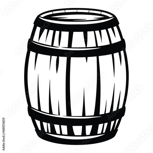 Monochromatic wooden barrel illustration for storage of liquid and other items