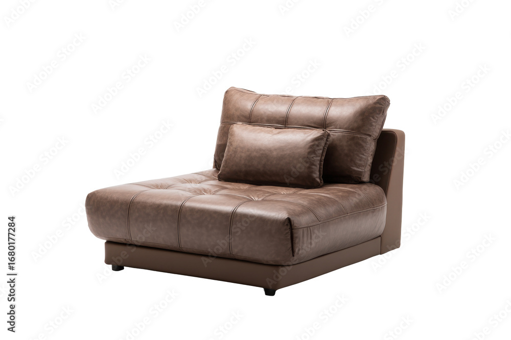 Obraz premium Brown Leather Single Slide-Away Sofa Bed Chair