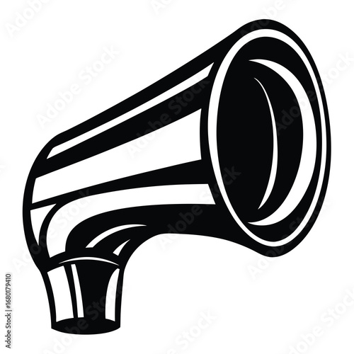 Black and white vector illustration of a stylized megaphone for cheerleading
