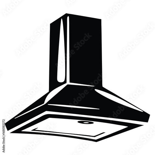 Black and white silhouette of a kitchen extractor fan design element