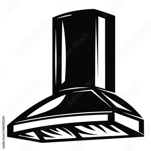 Black and White Illustration of a Modern Kitchen Range Hood Vent