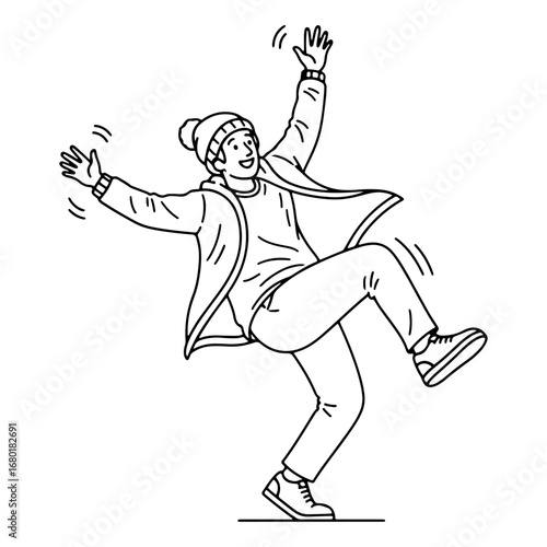 A cartoon of a smiling man on a white background, expressing joy, enthusiasm, and success. It can be used in commercial, educational, or personal development advertising.