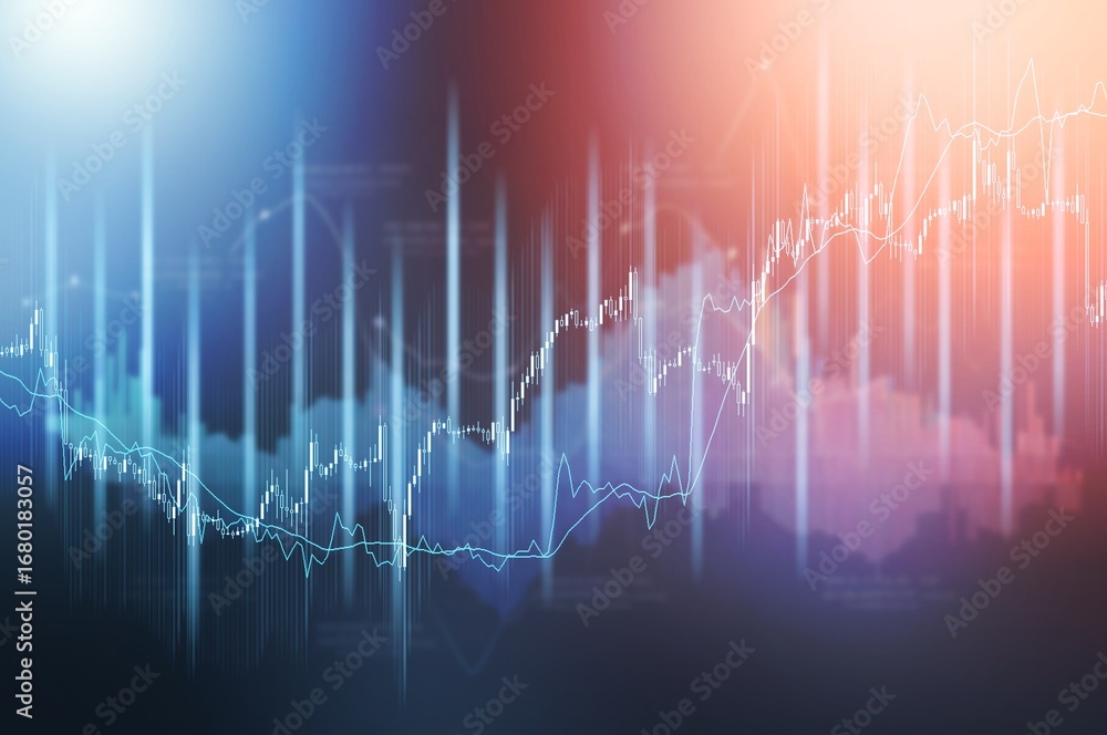 Obraz premium Multi exposure of abstract financial graph background