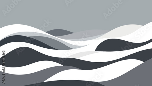 Abstract monochrome wavy landscape vector illustration scalable eps graphic