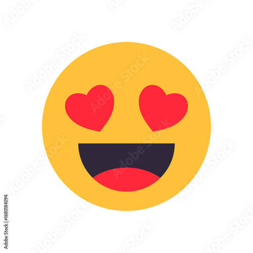a cute emoji with heart eyes and smiley or smiling face, love emoticon . affection, admiration and happiness. for social media, messages, chatting, communication apps