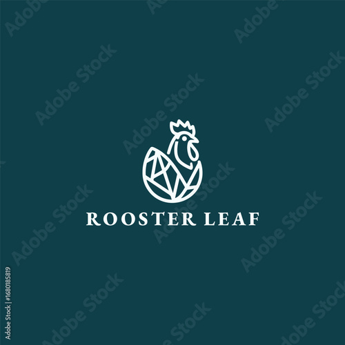 Rooster leaf logo icon design template vector illustration