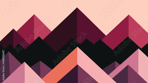 Geometric abstract mountain range landscape with polygonal shapes and warm color palette