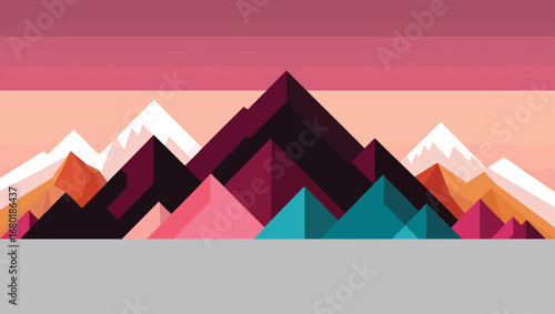 Abstract geometric mountain range landscape vector illustration scalable eps for adobe stock