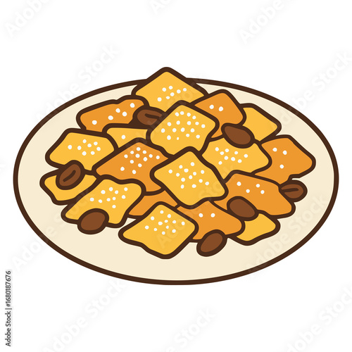 Kaiserschmarrn pancake Austrian food flat color vector illustration template design