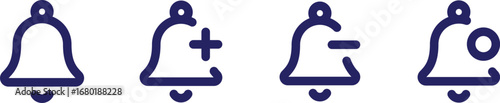 Elegant bell icons with plus, minus, and notification symbols. Perfectly designed for diverse design needs