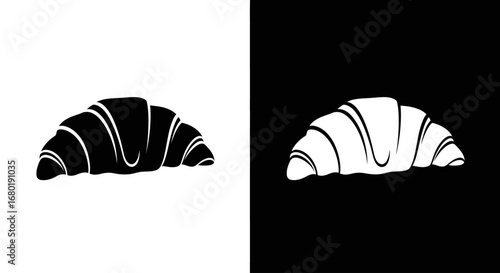 An outline style croissant, a modern and elegant icon for a cafe, bakery, or patisserie logo and branding.