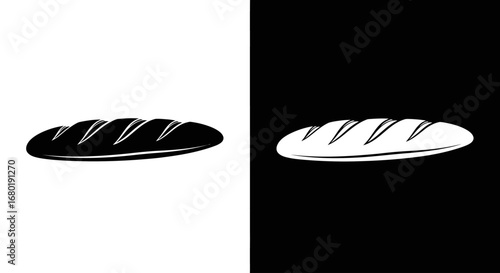 An outline style of a bread loaf, a modern and clean icon for a bakery brand, grocery store, or food packaging.