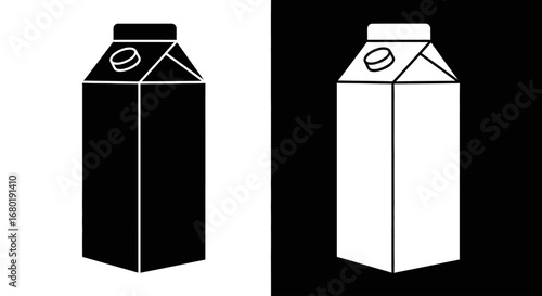 An outline style milk or juice carton, a clean and minimalist icon for modern packaging design and healthy beverage branding.