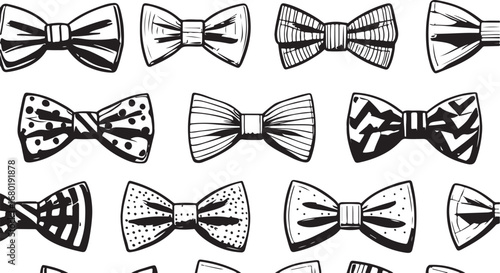 Elegant Bow Tie Collection Monochrome Vector Illustration for Fashion and Design Projects Classic Gentlemen Accessory Patterns