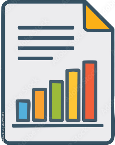 Vector single icon of business graphs and charts representing financial market growth and success
