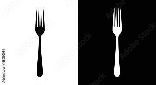 An outline style dining fork, a modern and elegant icon for a fine dining restaurant menu or a culinary blog.