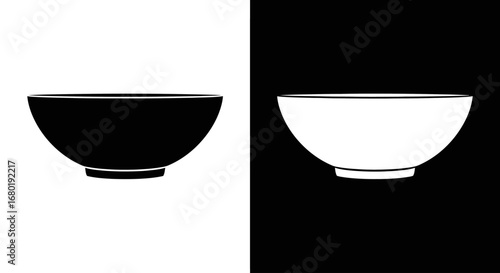 An outline style bowl, a modern and clean icon for a restaurant brand, a recipe website, or minimalist tableware design.