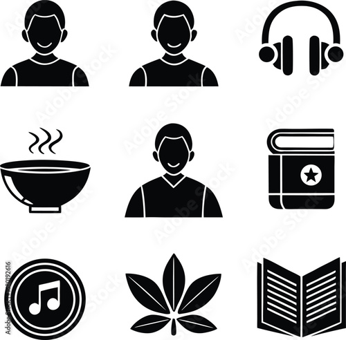 hobby, recreation, icon, set, for, leisure, time, activity, and, lifestyle, concept, vector, illustration