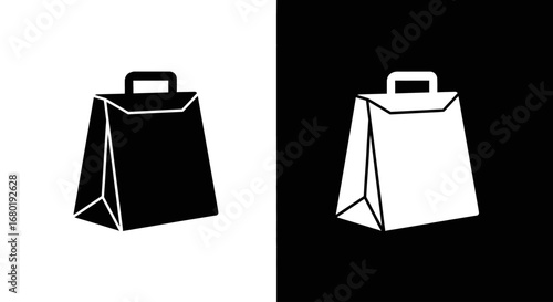An outline style paper bag, a modern and clean icon for e-commerce, a delivery service app, or retail branding.