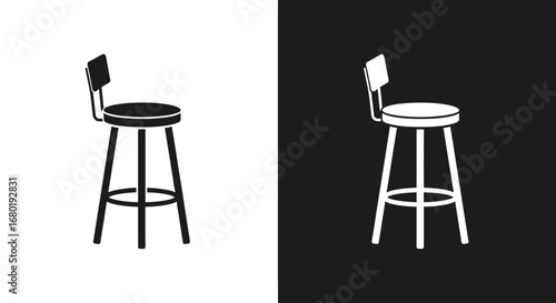 An outline style bar stool, a modern and clean icon for an interior design project, a bar menu, or furniture branding.