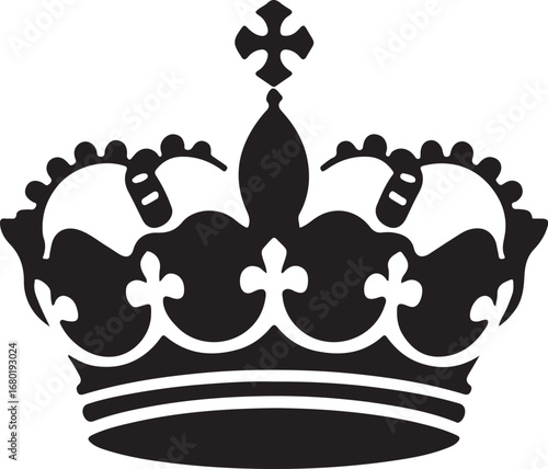 Elegant royal crown illustration in black and white symbolizes power and luxury for regal themes and design elements royalty symbol