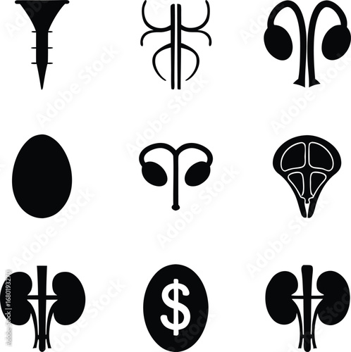 urology, nephrology, icon, set, with, medical, finance, concept, for, healthcare, cost, and, treatment, vector, science