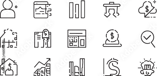 Financial Investment and Analysis Icon Set for Business and Finance Professionals Strategic Planning and Smart Investments