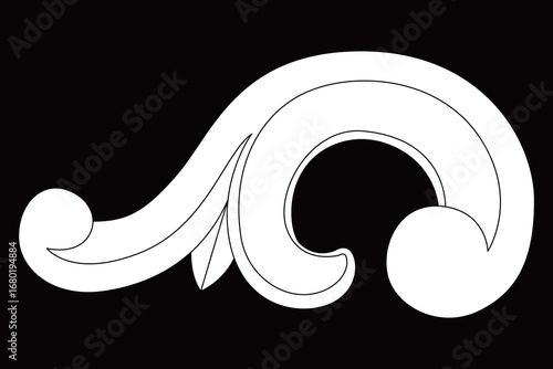 An elegant beige decorative scroll ornament with a timeless classic curling shape.