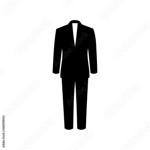 Silhouette of a classic black suit for men on a white background
