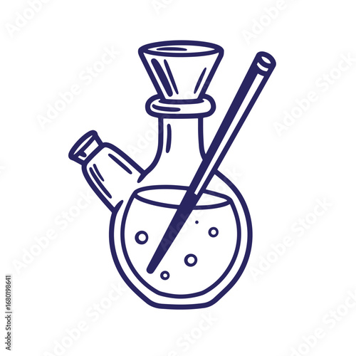 Simple hand drawn illustration of a water pipe or bong smoking accessory isolated