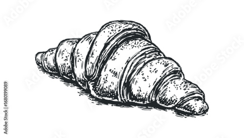 Hand drawn croissant pastry with many layers on a transparent background. Vector hand drawn illustration